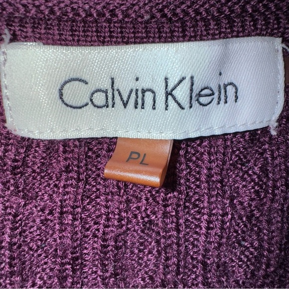 Calvin Klein Plum Wool Blend Sweater PL Petite Long Knit Cozy Fall Winter - Picture 4 of 6